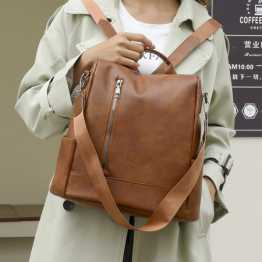 ( Brown ) Pu Leather Large Capacity Tote Bag
