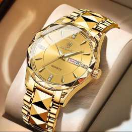 Binbond Luxury Men Watches Business Top Brand Man Wristwatch Waterproof Luminous Date Week Quartz Men's Watch Golden