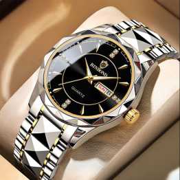 Binbond Luxury Men Watches Business Top Brand Man Wristwatch Waterproof Luminous Date Week Quartz Men's Watch Silver And black color