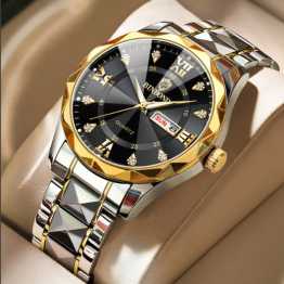 Binbond Stainless Steel Classic Waterproof Men Watch - Black Gold