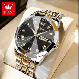 OLEVS 9931 Fashion Quartz For Men- (Black Silver)