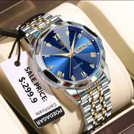 Poedagar 810 Luminous Diamond Cart Stainless Steel Watch for Men